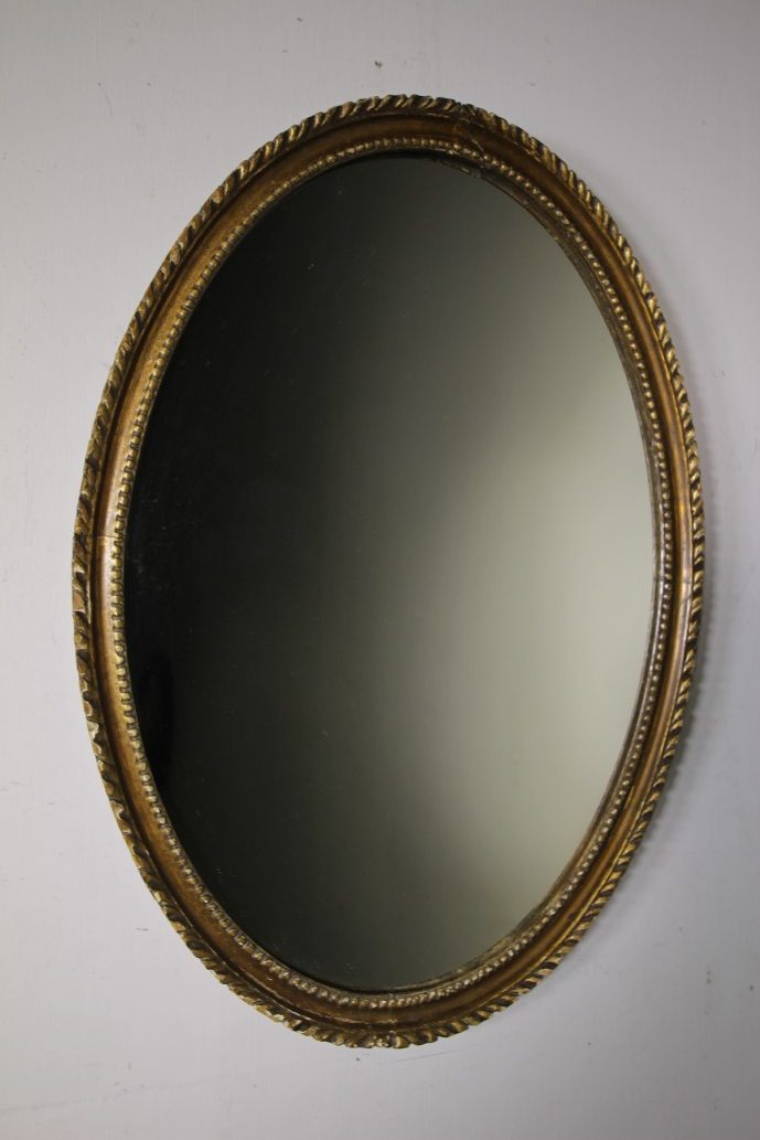 Georgian Antique Carved Pine & Gilt Oval Mirror