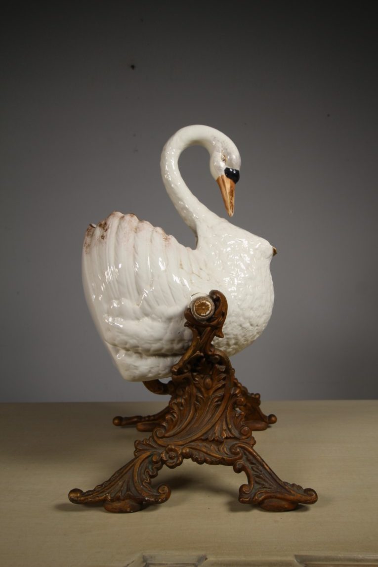 Rare Large Staffordshire Antique Pouring Swan – Stamped