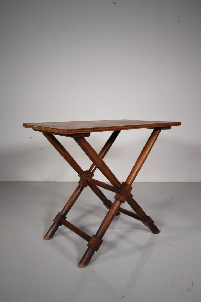English Georgian Antique Mahogany X Frame Side Table