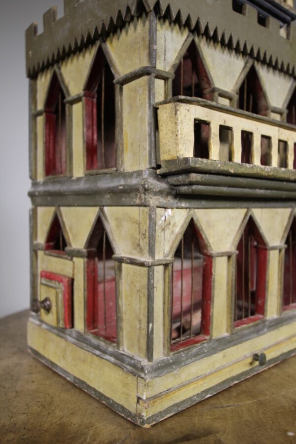 19th Century Original Painted Pine Antique House Bird Cage | Miles Griffiths Antiques