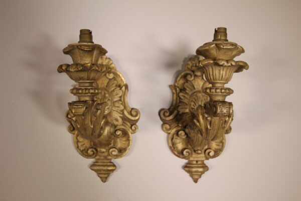 Pair of Edwardian Antique Silver Gilt Wall Bracket Lights | Miles Griffiths Antiques