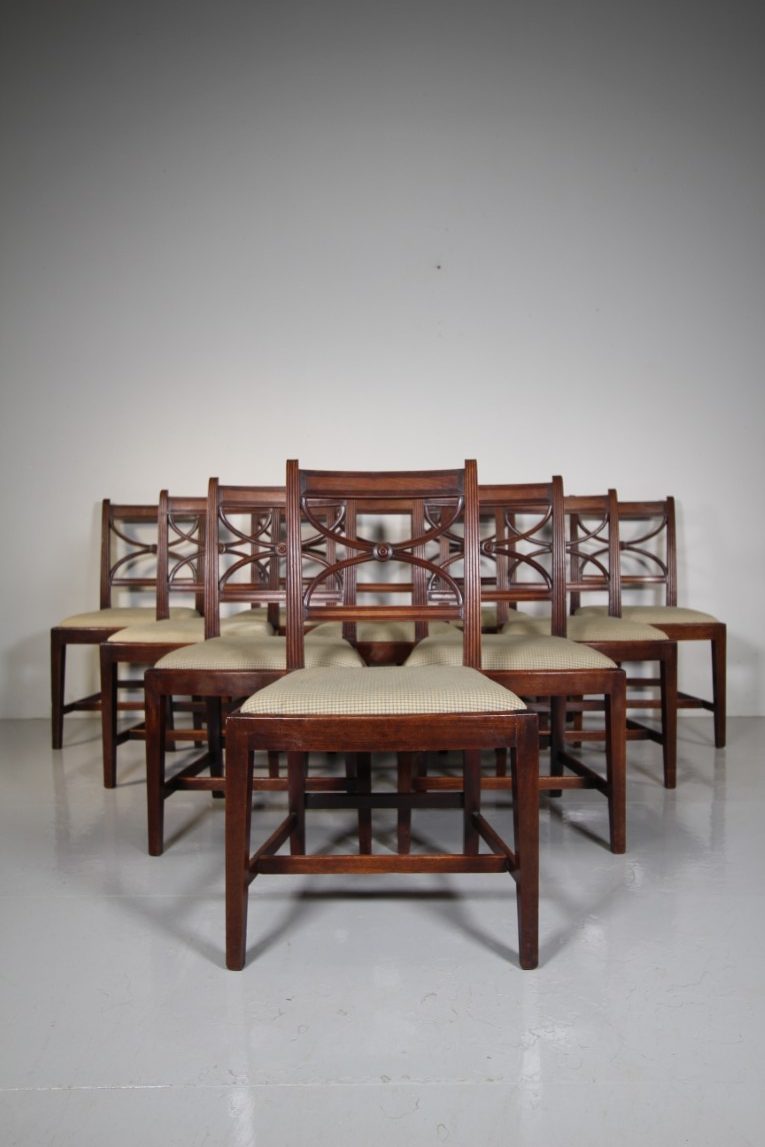 Set of Ten Georgian Antique Whitehaven Mahogany Dining Chairs
