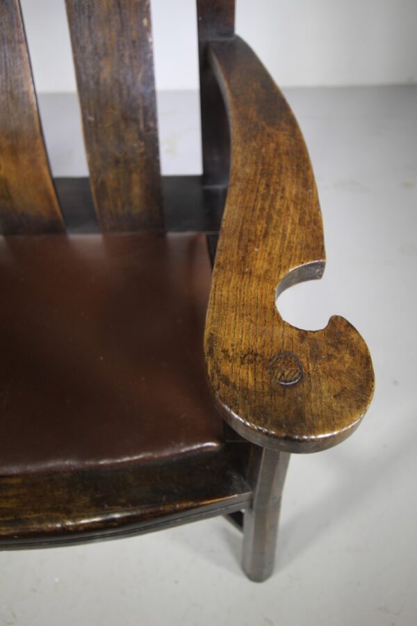 19th Century Antique Oak & Leather Bench Seat - George Walton Design | Miles Griffiths Antiques