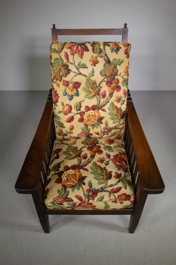 Heals Edwardian Antique Oak Armchair with Label | Miles Griffiths Antiques