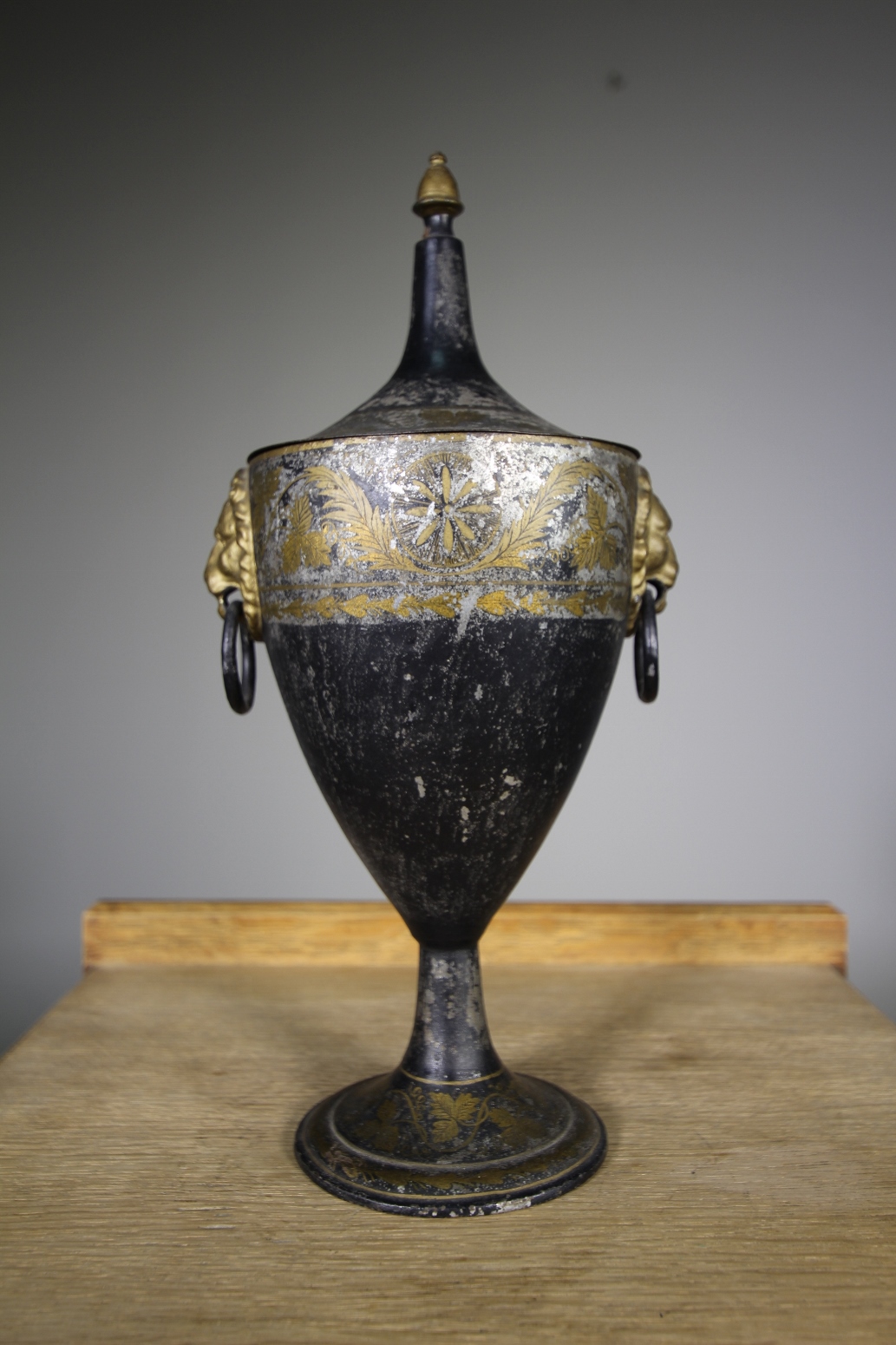 English Regency Antique Toleware Chestnut Urn