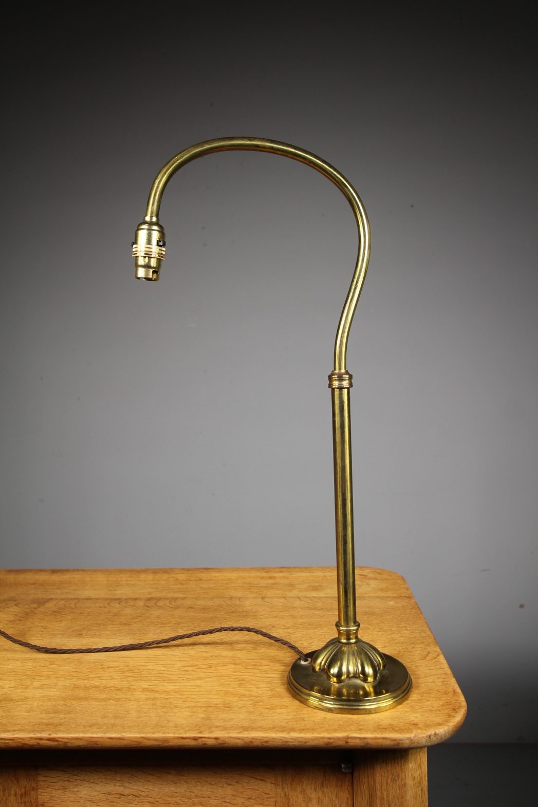 Tall Edwardian Antique Brass Student Reading Lamp – Rewired