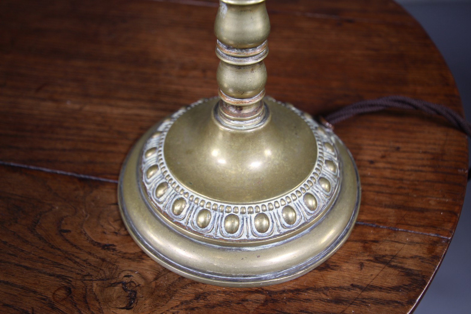 Edwardian Antique Brass Table Lamp - Rewired