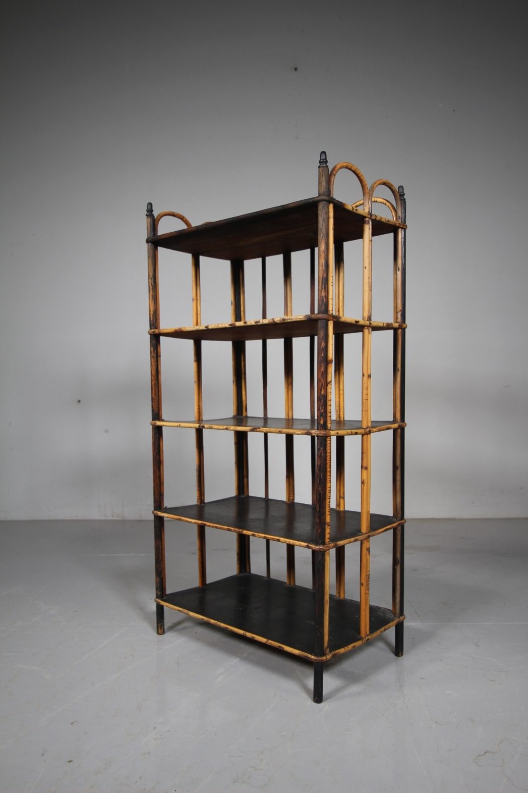 Decorative Antique Bamboo & Lacquered Pine Shelves