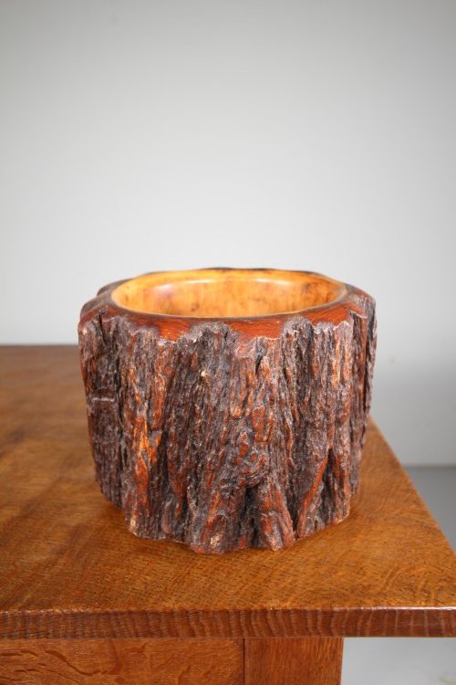Antique Treen Tree Stem Vase / Bowl