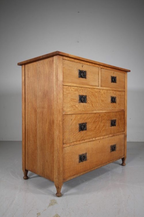 19th Century Antique Heals of London St Ives Oak Chest of Drawers
