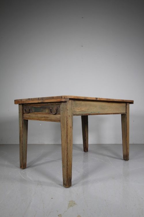 19th Century Antique Pine Kitchen Table in Original Paint