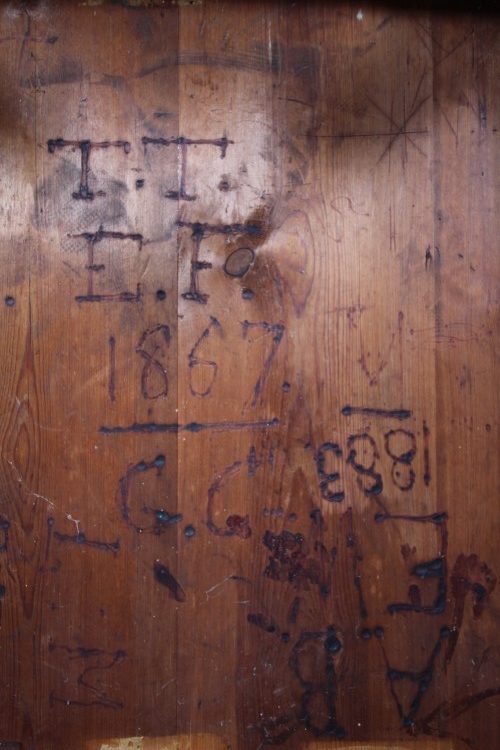 English Antique Tavern Dining Table with Graffiti