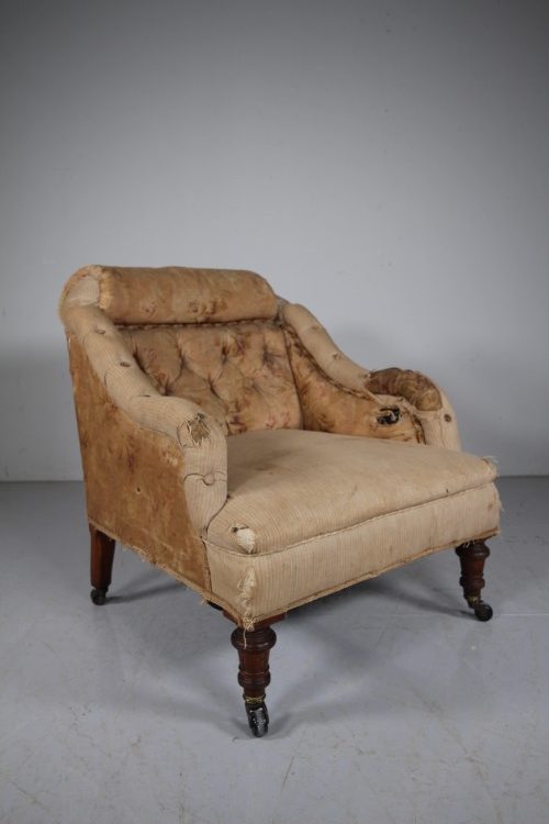 Lovely English 19th Century English Antique Upholstered Armchair