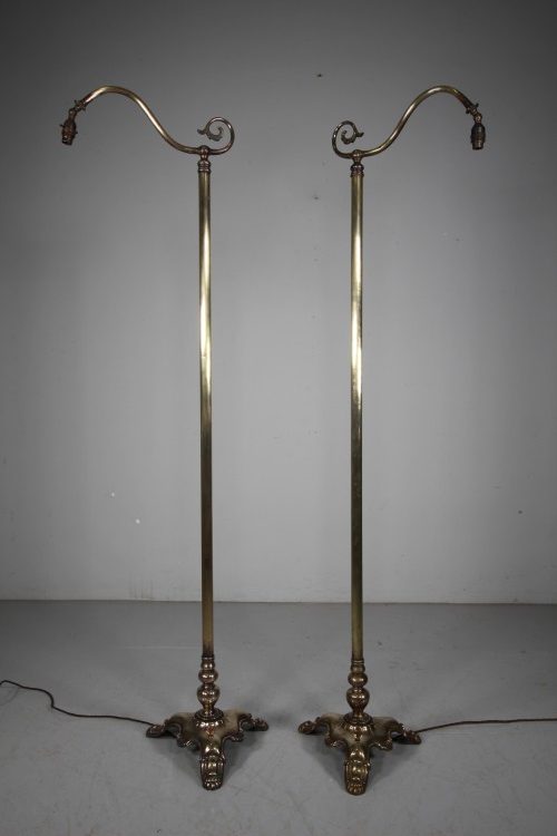 Pair of English Edwardian Antique Floor Lamps – Rewired