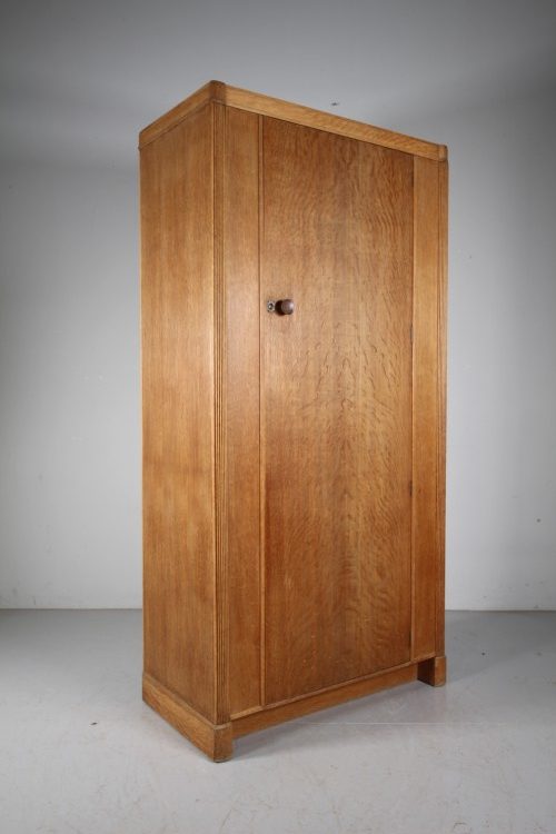1920’s Heals of London Oak Odeon Wardrobe – Labelled