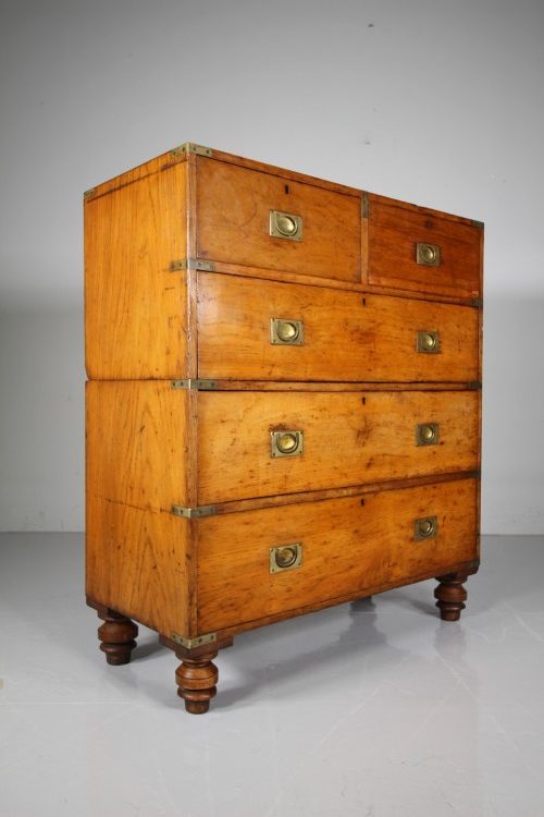 English 19th Century Quality Antique Military Chest of Drawers