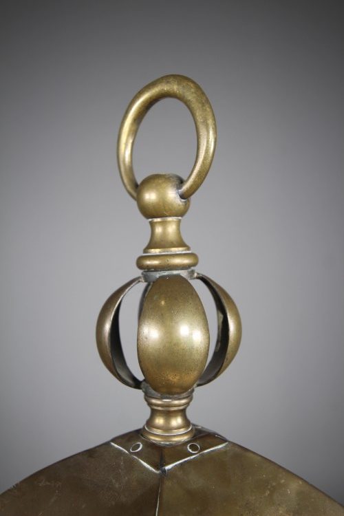 English Edwardian Antique Brass & Glass Hall Lantern - Image 4