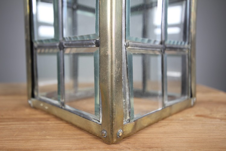 English Edwardian Antique Brass & Glass Hall Lantern - Image 3