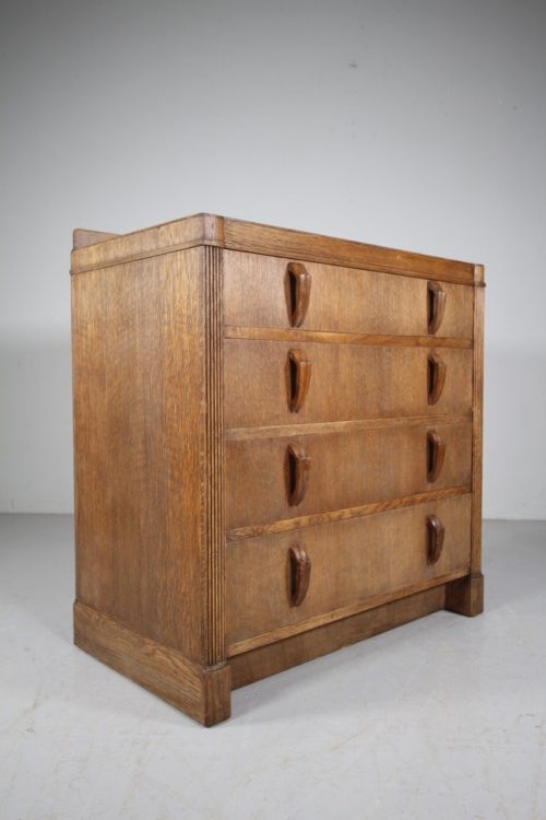 1930’s Heals of London Odeon Oak Four Drawer Chest