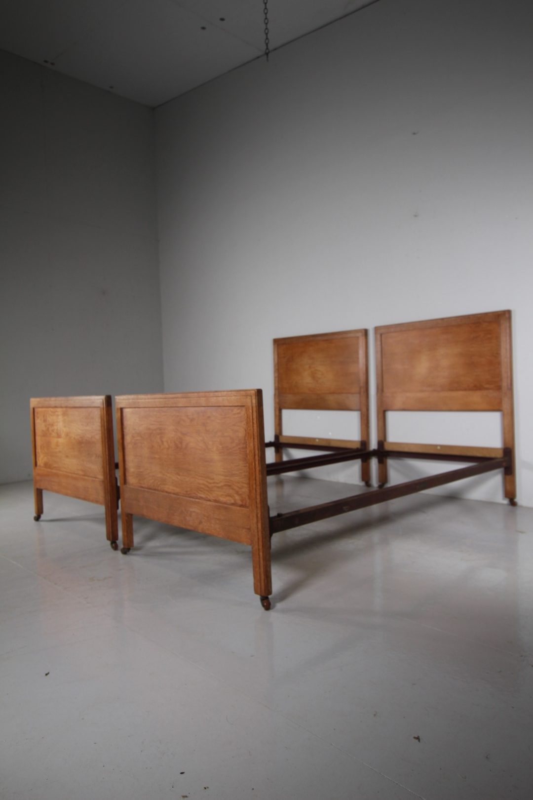 Pair of Heals Antique Oak Buttery Hutch Single Beds – Both Labelled