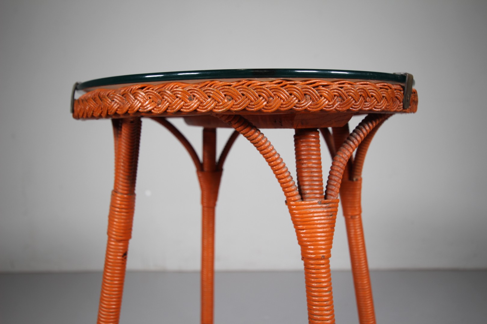 English 1930's Lloyd Loom Side Table - Original Paint