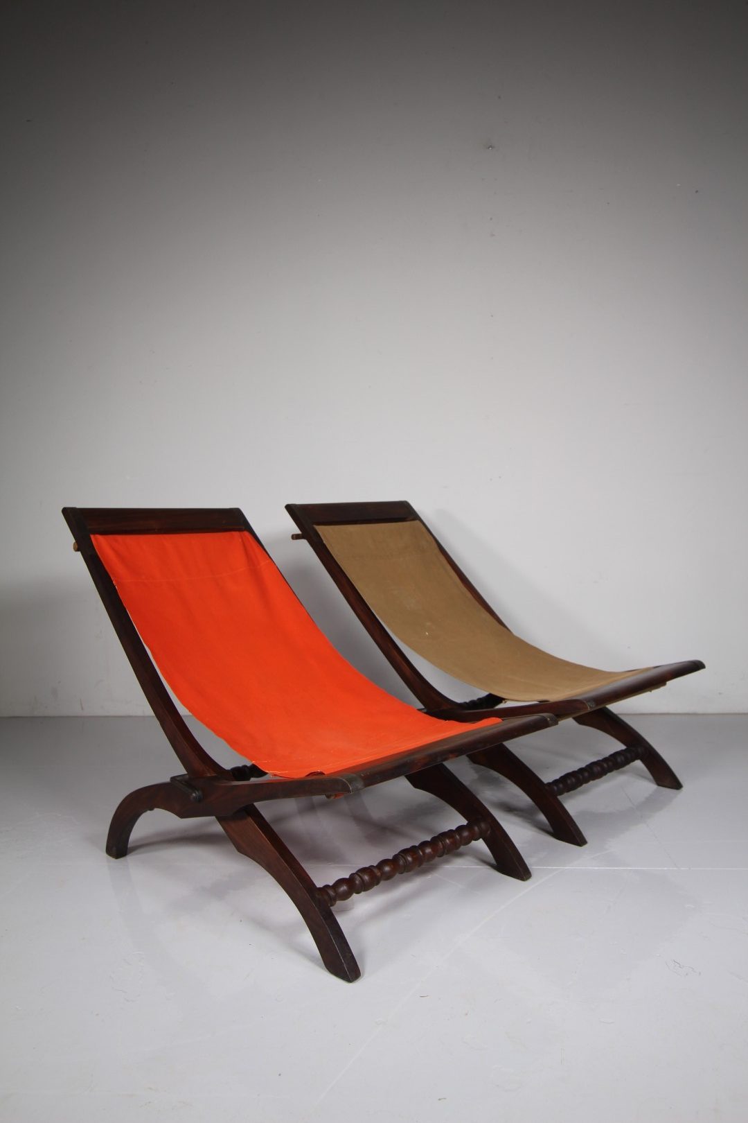 Pair 19th Century Antique Rosewood Folding Garden Chairs