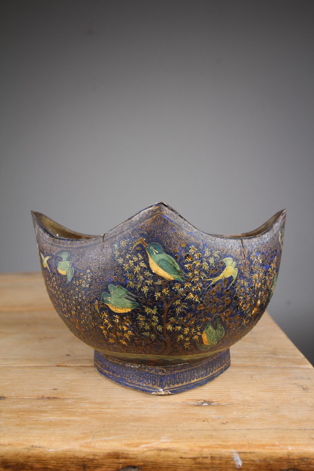 Lovely Shaped Antique Kashmiri Kingfisher Bowl