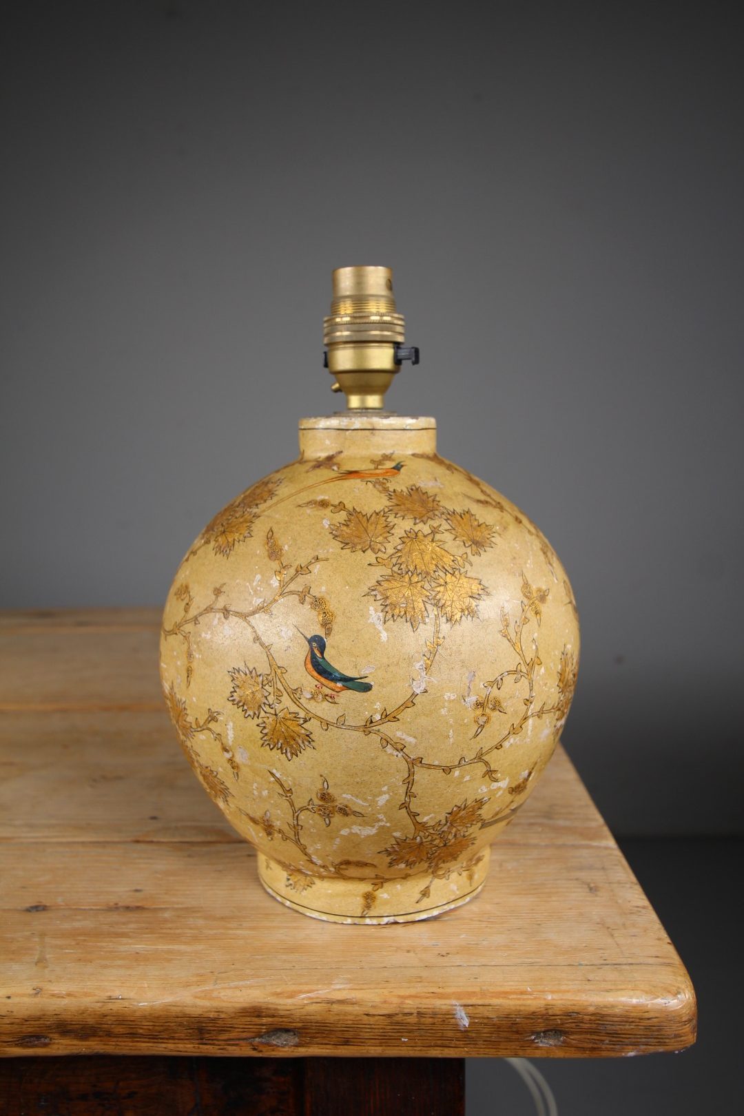 Kashmiri 1920’s Table Lamp with Birds & Foliage