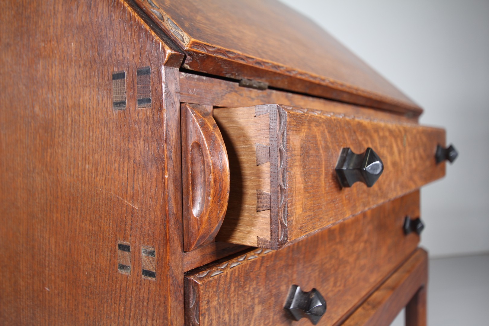 Fabulous Stanley Webb Davies 1930's Oak Writing Bureau