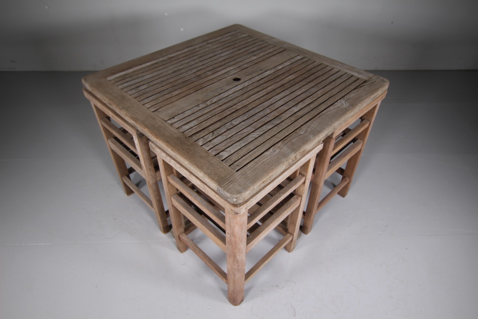 Heals 1930's Teak Garden Dining Table & Four Chairs - Image 3