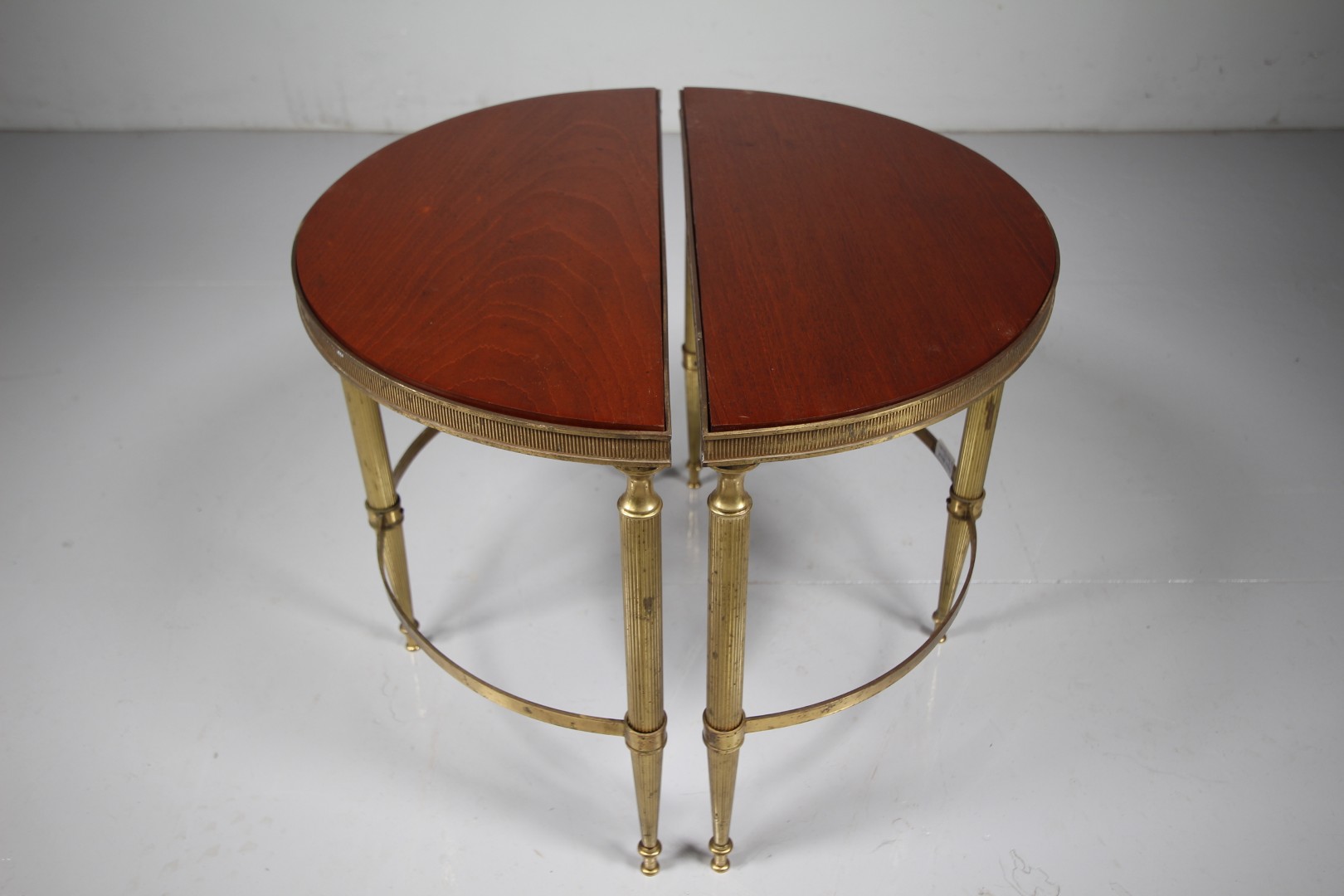 Pair Quality 1940's Low Brass Demi Lune Side Tables
