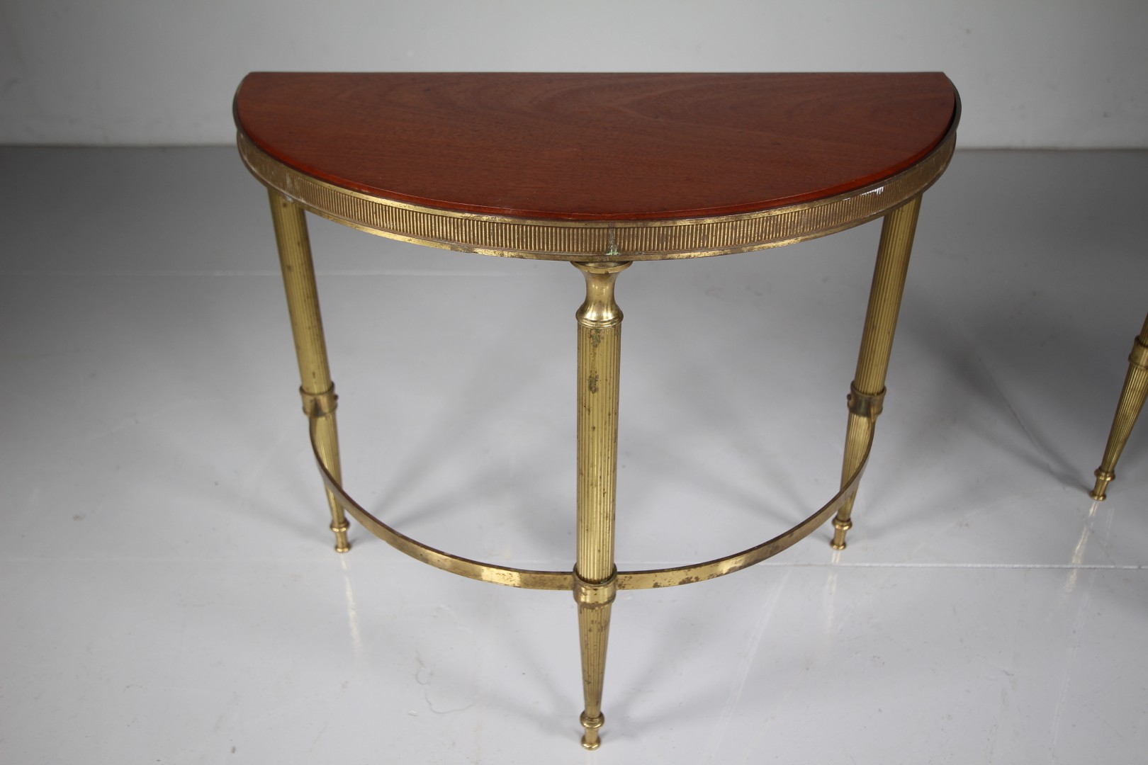 Pair Quality 1940's Low Brass Demi Lune Side Tables - Image 3