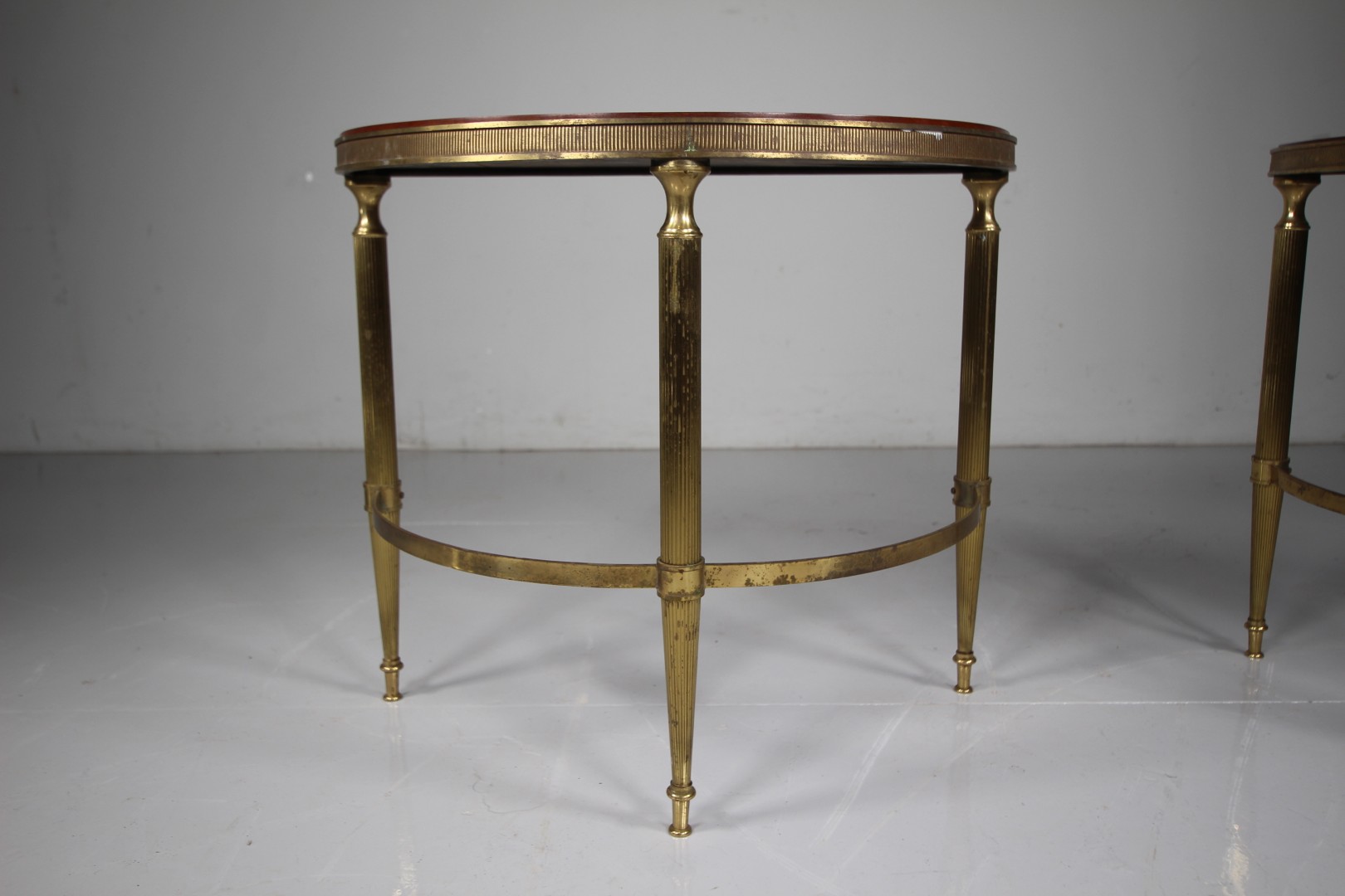 Pair Quality 1940's Low Brass Demi Lune Side Tables - Image 4