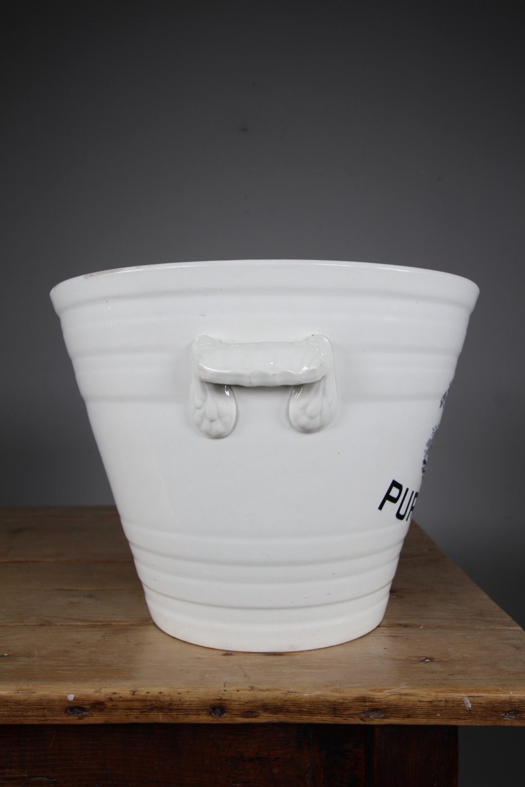 Large English Antique Ironstone Pure Milk Dairy Pail - Not Repro! - Image 4