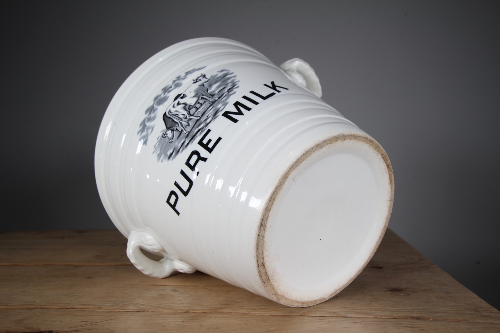 Large English Antique Ironstone Pure Milk Dairy Pail - Not Repro! - Image 5