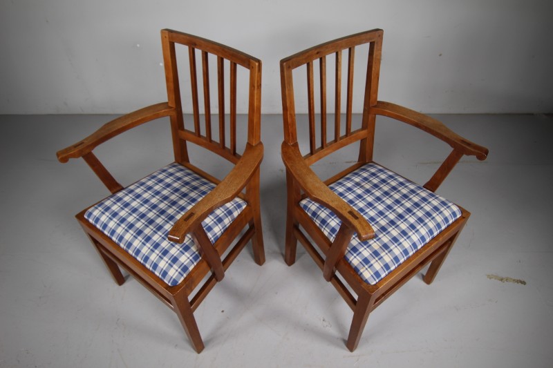 Pair of Edward Barnsley 1930's Oak Open Armchairs - Stamped - Image 5