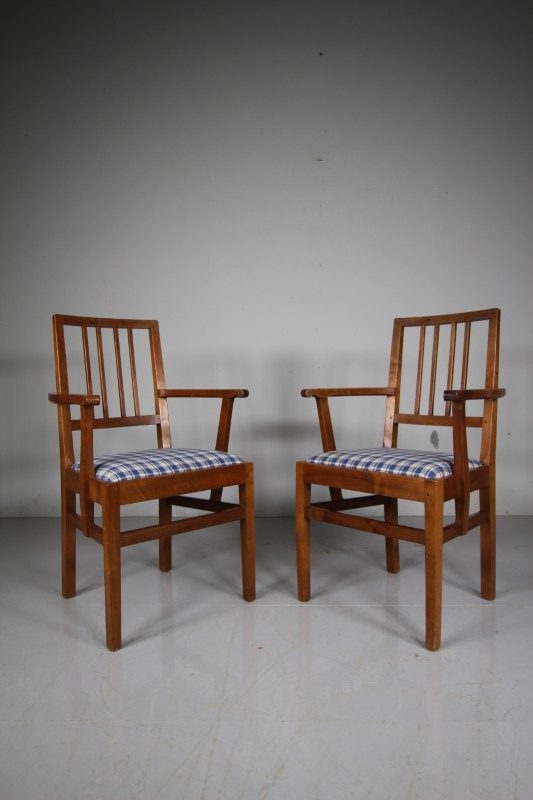 Pair of Edward Barnsley 1930’s Oak Open Armchairs – Stamped
