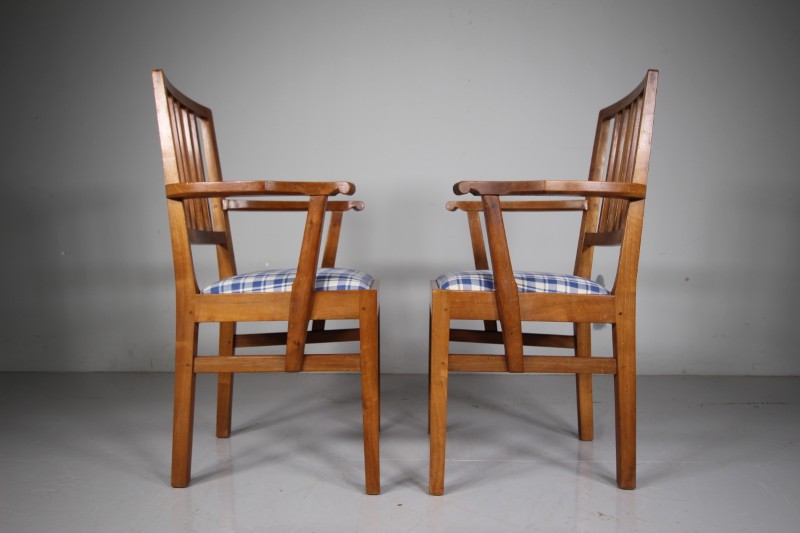 Pair of Edward Barnsley 1930's Oak Open Armchairs - Stamped - Image 8