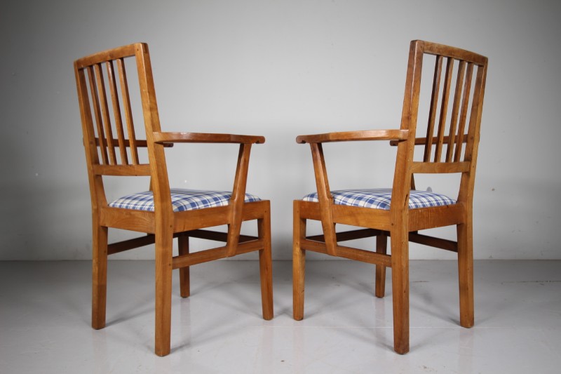 Pair of Edward Barnsley 1930's Oak Open Armchairs - Stamped - Image 9