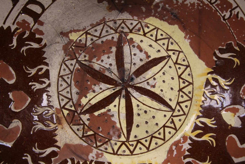 Rare Large 19th century Antique Slipware Seaton Pottery Bowl _ Dated - Image 5
