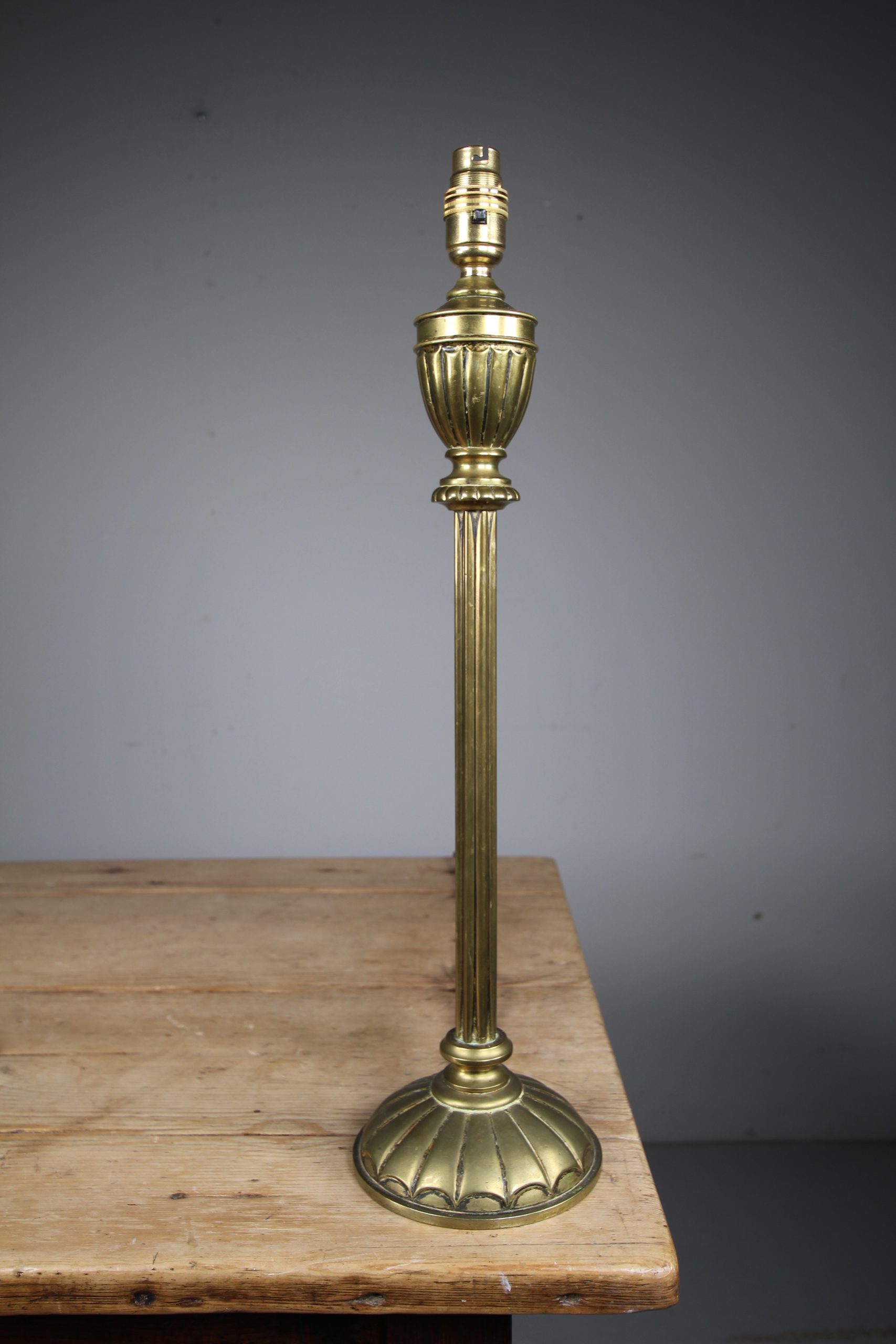 Tall English Edwardian Antique Brass Table Lamp – Rewired
