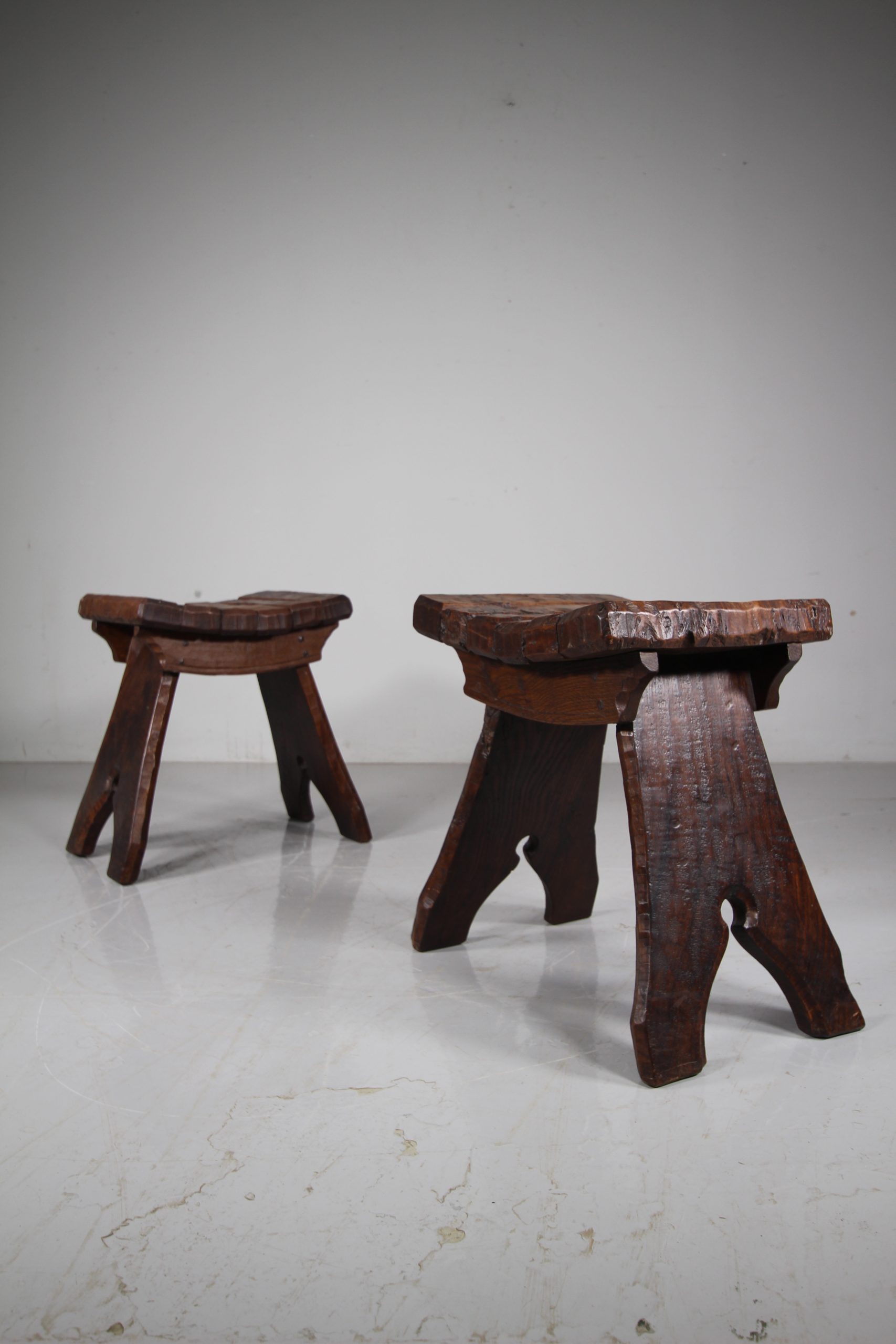 Pair of 1950’s Jack Grimble of Cromer Oak Stools – Both Signed