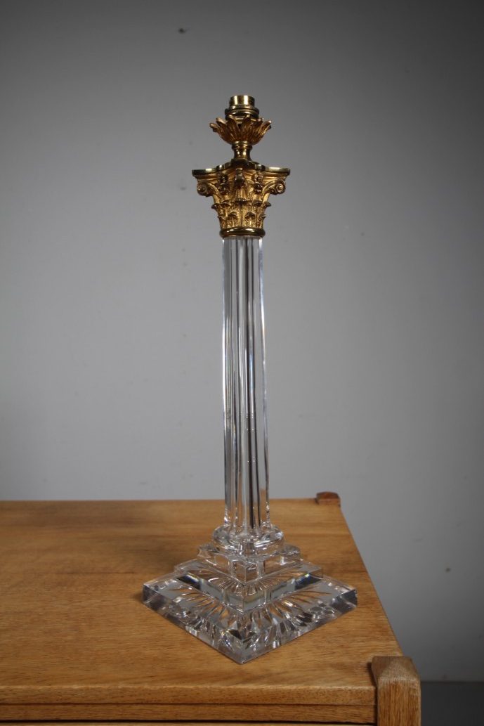 Tall English 19th Century Antique Glass Column Osler Table Lamp