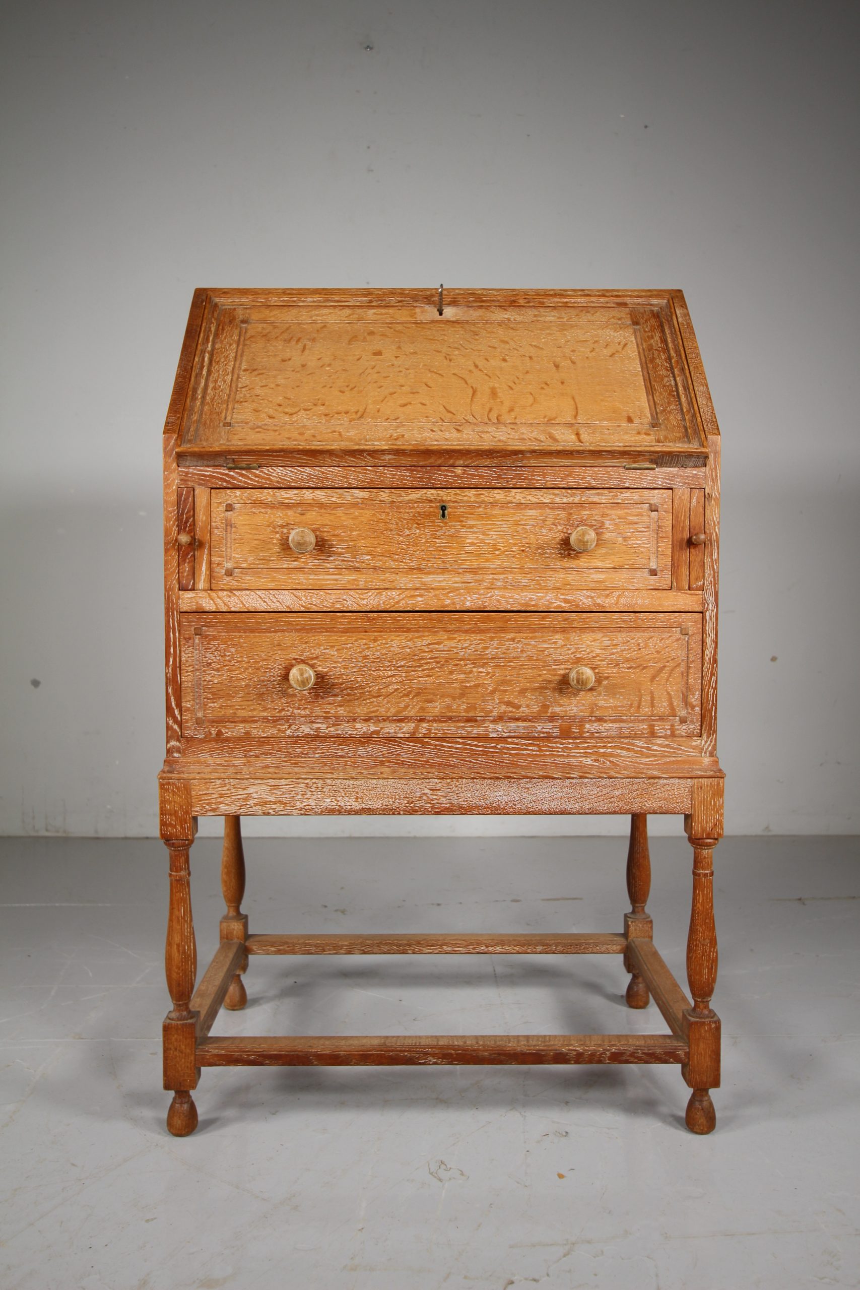 Heals of London 1920's Oak Writing Bureau - Labelled - Image 4