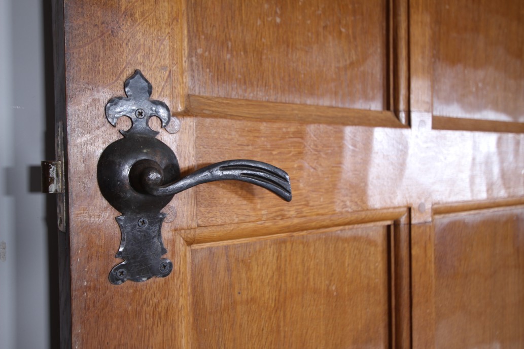 Rare 1940’s Mouseman Solid Oak Adzed Door with Mouse - 7 Available - Image 11