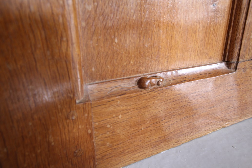 Rare 1940’s Mouseman Solid Oak Adzed Door with Mouse - 7 Available - Image 13
