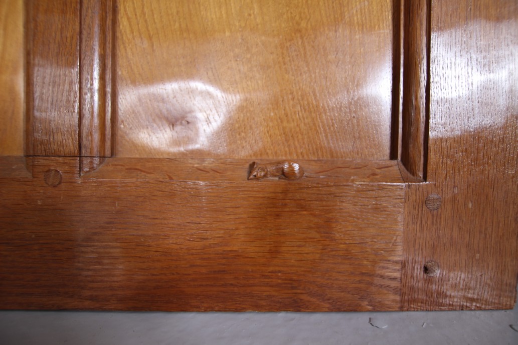 Rare 1940’s Mouseman Solid Oak Adzed Door with Mouse - 7 Available - Image 14