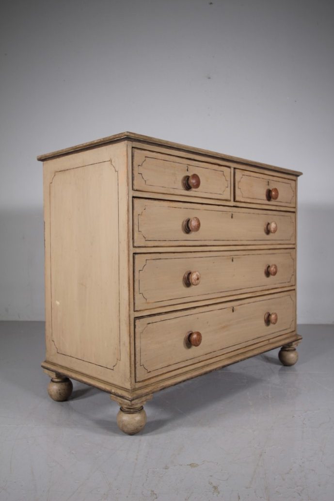 English Georgian Painted Pine Antique Chest of Drawers
