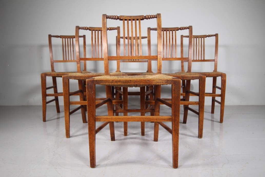 Set of Six Early 19th Century Antique Elm Country Dining Chairs - Image 6