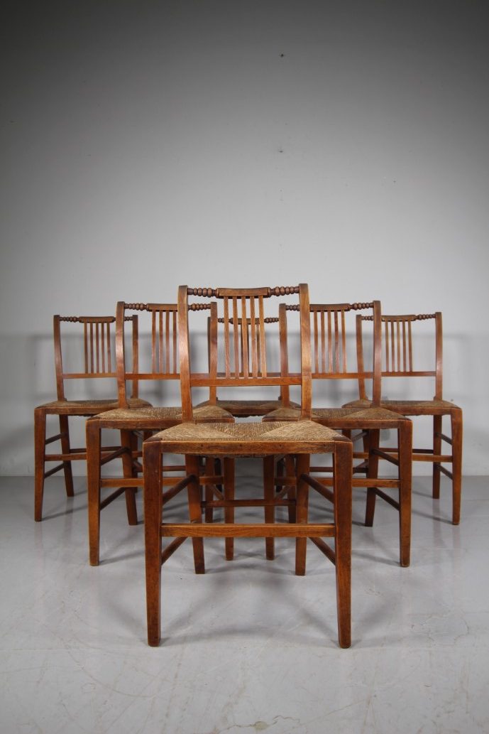 Set of Six Early 19th Century Antique Elm Country Dining Chairs
